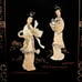 4 Large Vintage Asian Black Lacquer Mother Of Pearl Wall Art Panels