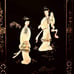 4 Large Vintage Asian Black Lacquer Mother Of Pearl Wall Art Panels