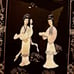 4 Large Vintage Asian Black Lacquer Mother Of Pearl Wall Art Panels