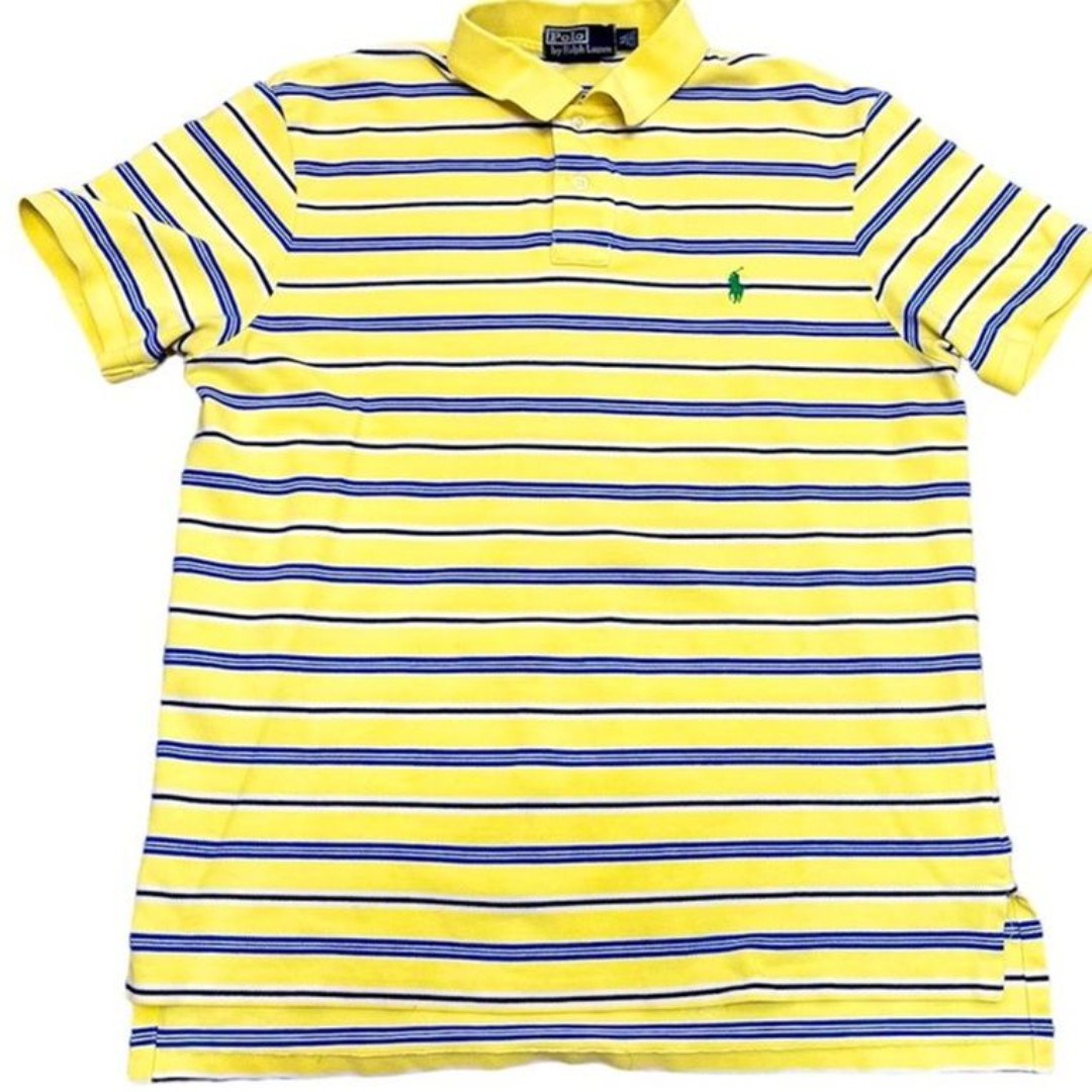 Polo by Ralph Lauren Custom Fit Vintage Yellow Stripe Short Sleeve Polo Shirt