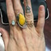 Sterling silver yellow amber ring