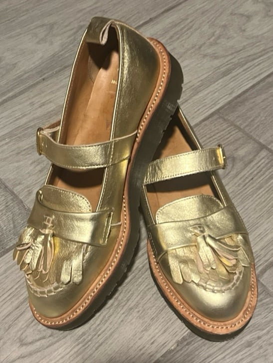 Dr. Martens Gold Abril Mary Jane Penny Loafer Flats MADE IN ENGLAND US-8 Womens