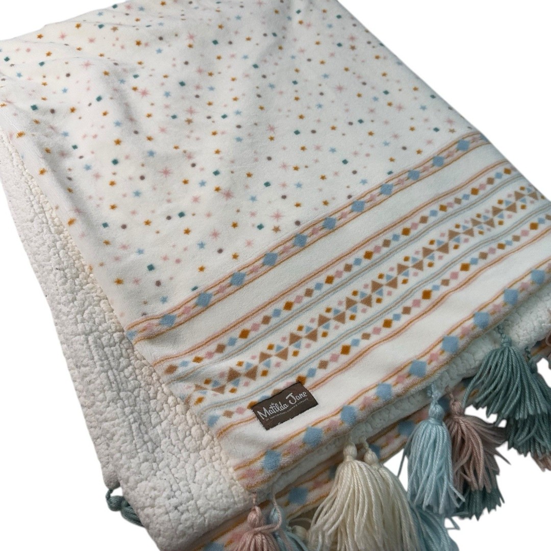 Matilda Jane Just Imagine The Tassels Throw Blanket 50X60 Ivory