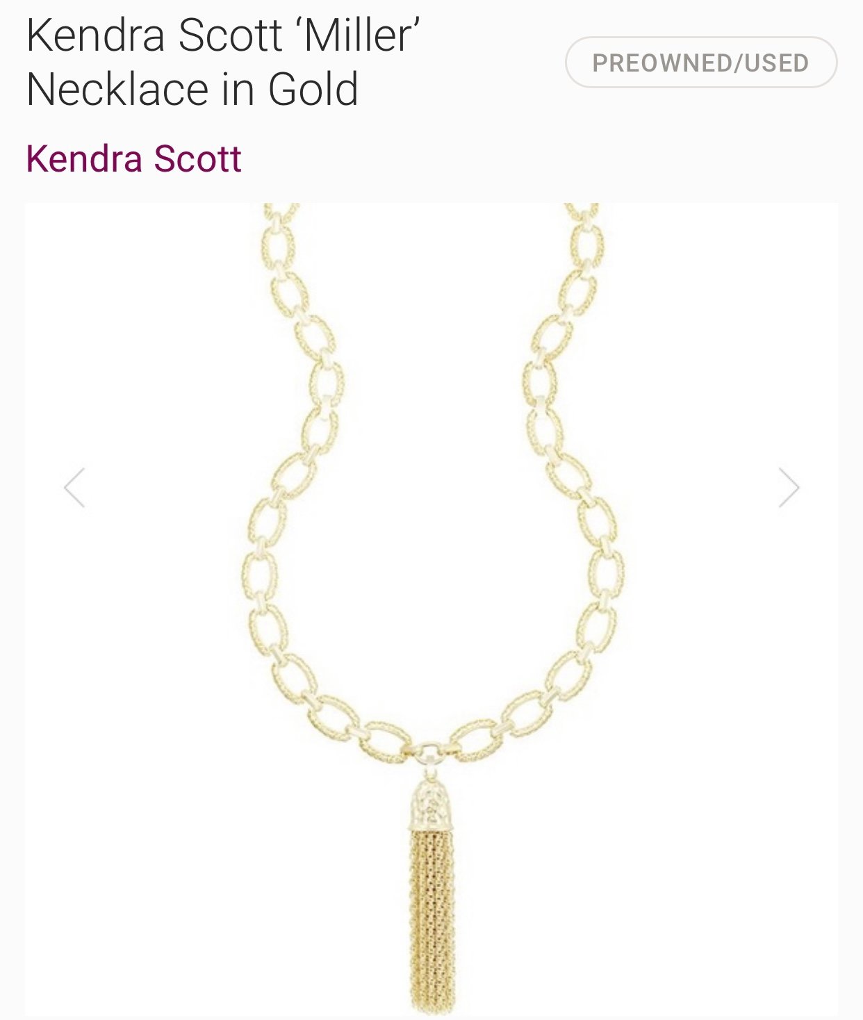 FREE SHIPPING Kendra Scott Miller Necklace + Mia Bracelet Gold Chain SET