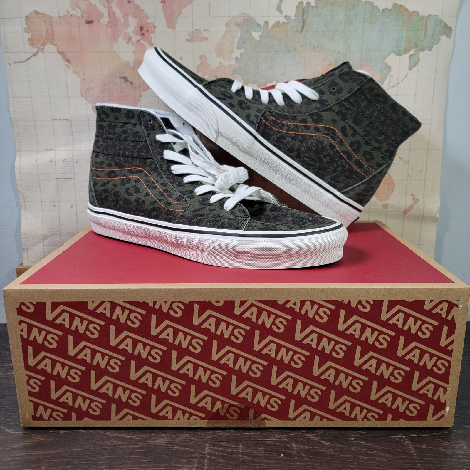 BRAND NEW VANS Sk8-Hi Tapered 'Anaheim Factory Leopard Camo' Men's Size 10.5