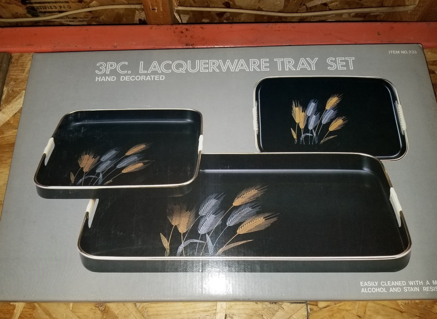 3 piece Lacquerware tray set