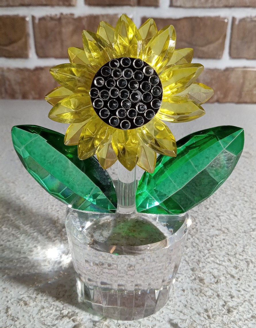 Shannon Crystal Sunflower In A Pot Figurine Hand Made Crystal Collectable