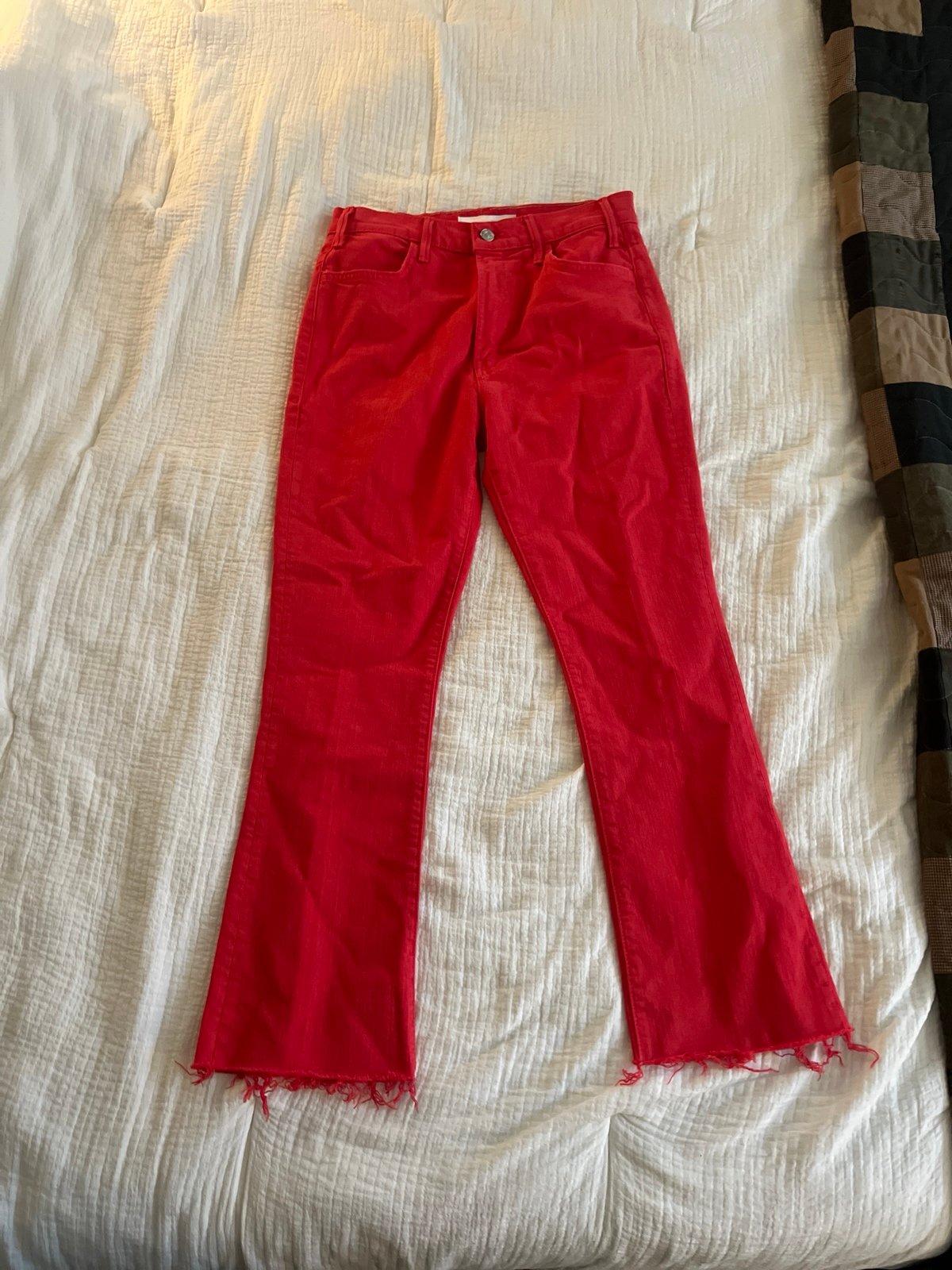 Mother Superior The Hustler Ankle Fray Jeans The Devil May Care Mars Red Sz 29
