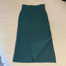 Green Ribbed Pencil Skirt