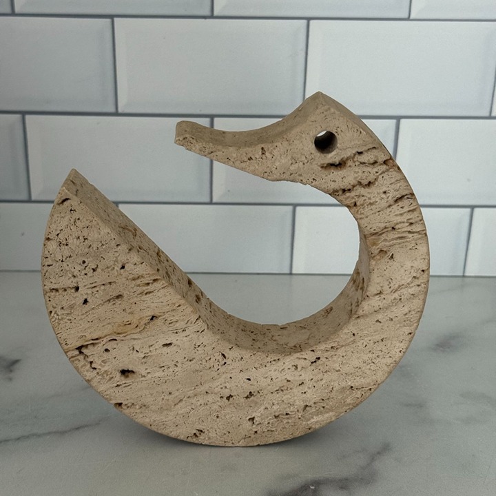 Travertine Swan Mid Century Figure Fratelli Mannelli Italy 1970s