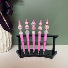 Beaded pen Breast Cancer Awareness inspired silicone focal set of 5 BCA Pink