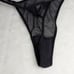 Vintage Victoria's Secret Black Bling Logo Mesh Chiffon Classic Thong Panties Lg