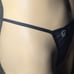 Vintage Victoria's Secret Black Bling Logo Mesh Chiffon Classic Thong Panties Lg