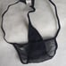 Vintage Victoria's Secret Black Bling Logo Mesh Chiffon Classic Thong Panties Lg