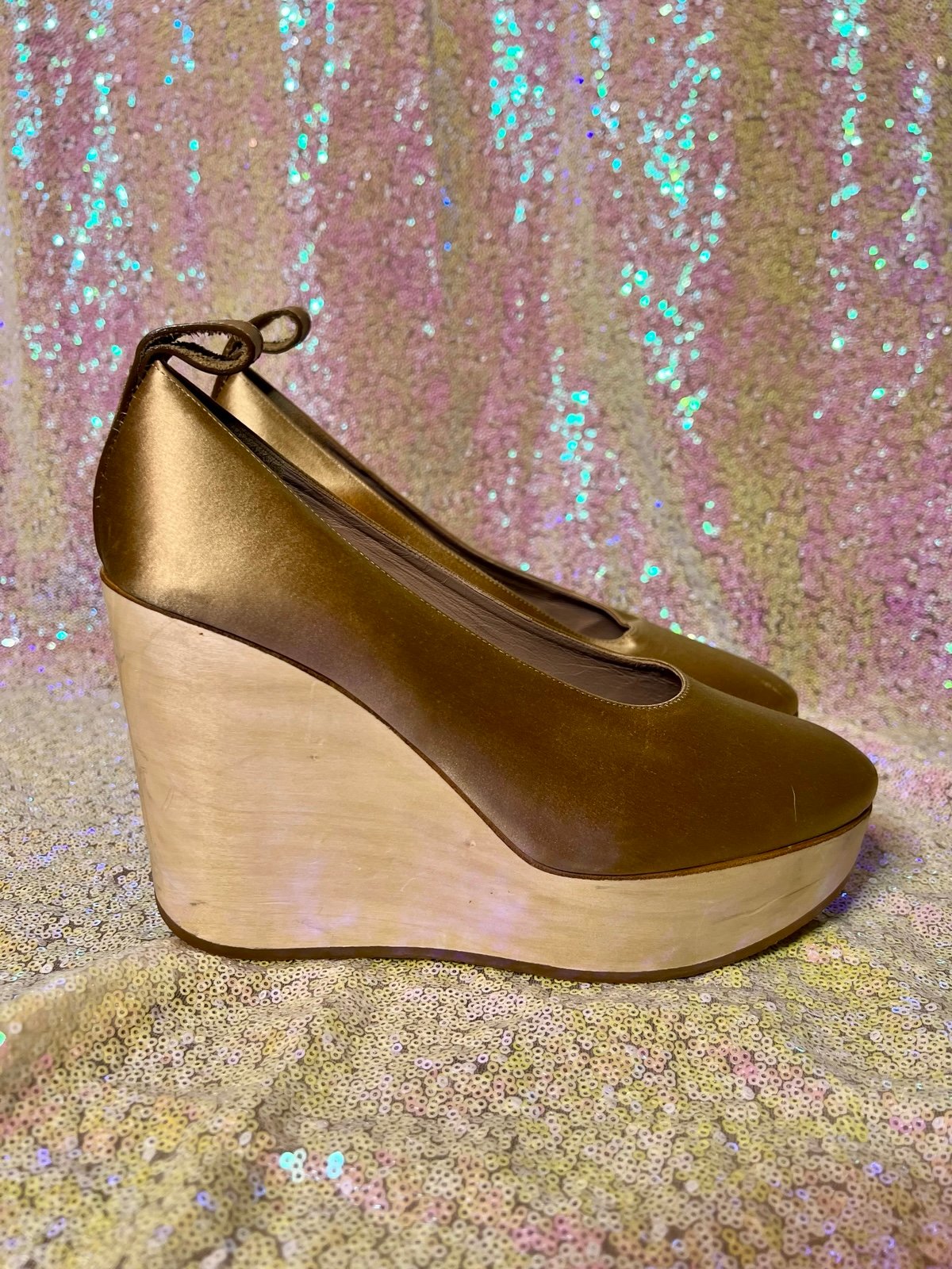 Chloe Wood Wedge heels