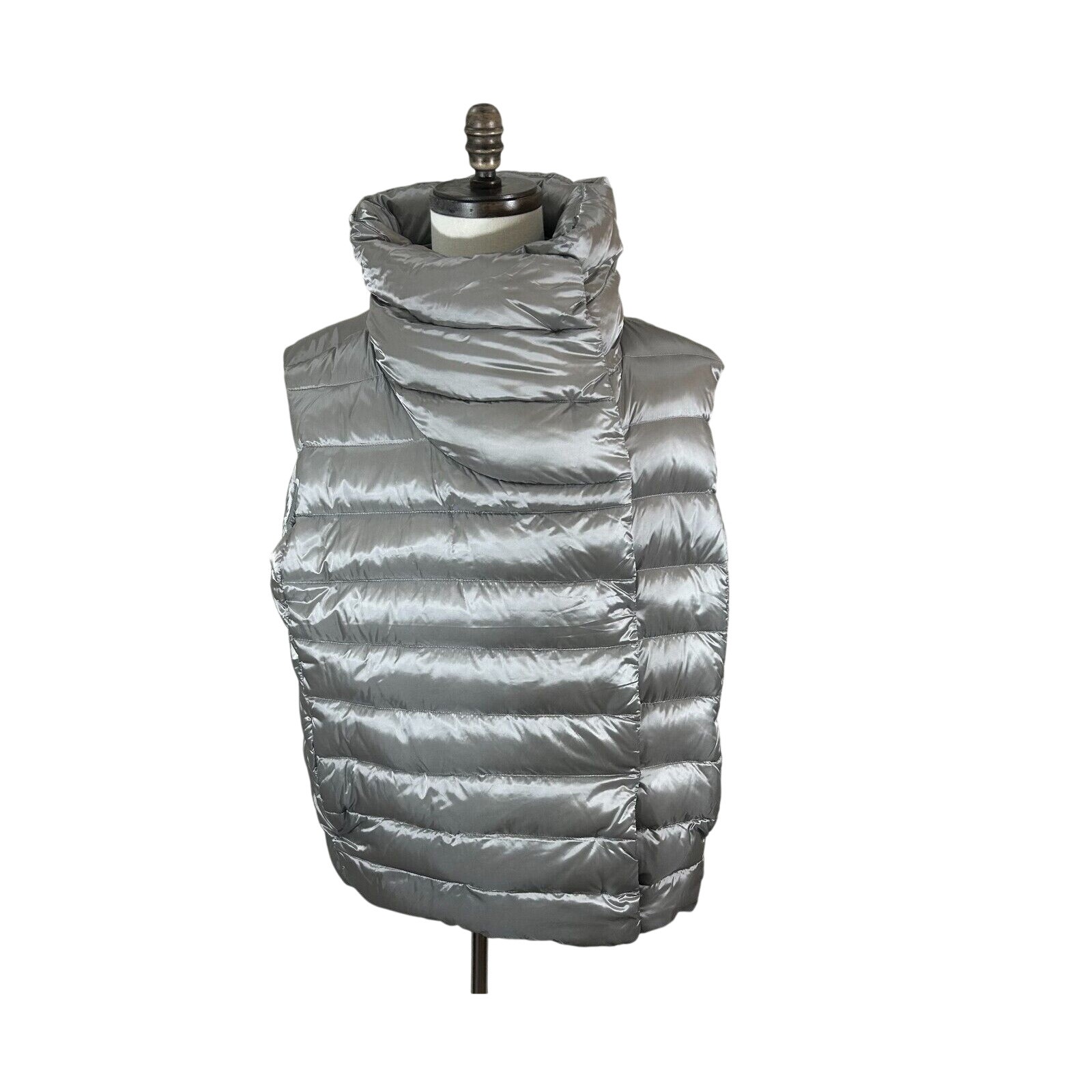 Lauren Ralph Lauren Vest Womens XL Silver Puffer Down Fill Snap Front Jacket NWT