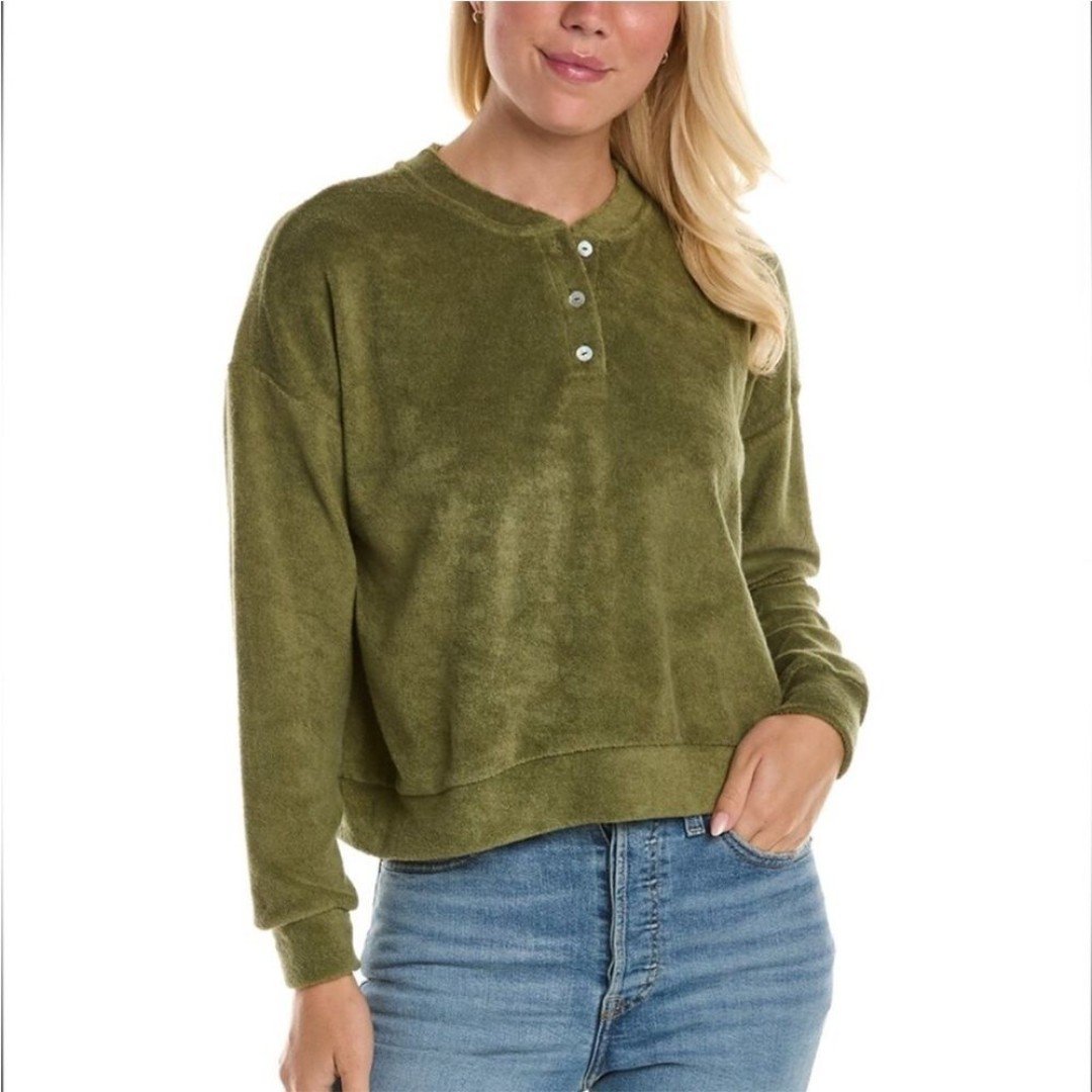 DONNI Terry Henley Sweatshirt Basil 159
