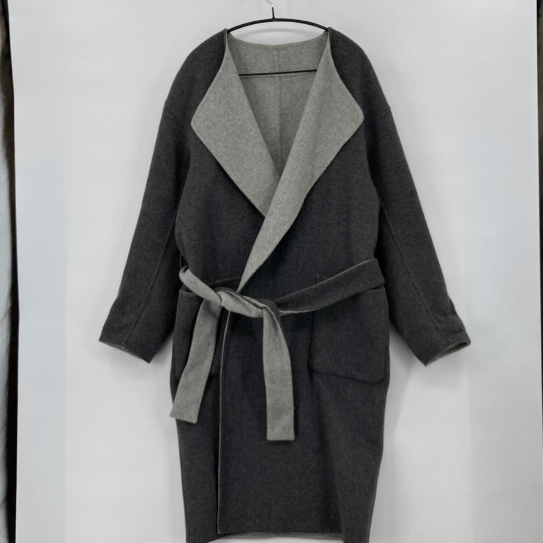SLY Grey Reversible Gown Coat with Waist Belt