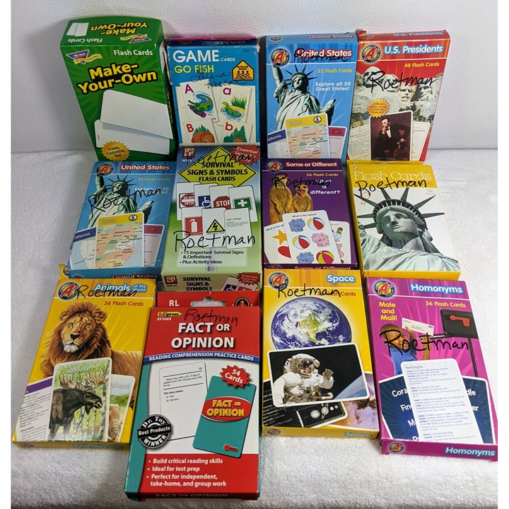 Lot of 12 Elementary School-Level Flashcards