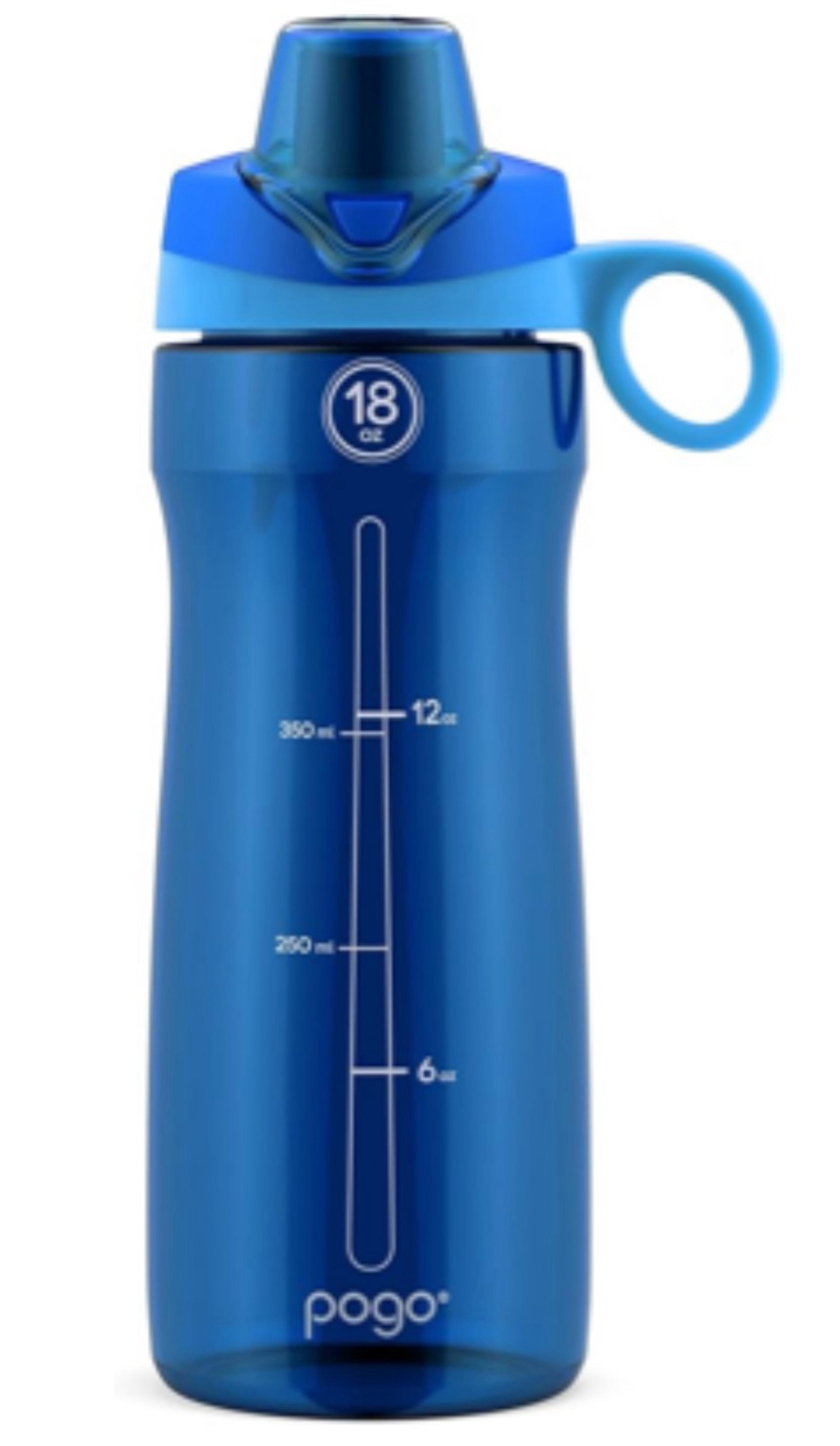 Pogo Plastic Water Bottle with Chug Lid and Carry Handle, Reusable, 2 pack