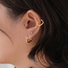 *NEW Gold/925 Sterling Silver Heart Hoop Earrings 2581