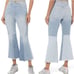 Frame Hurley Cropped Jeans 2 Tone Blue Denim Button Fly Raw Hem Size 28 NWT