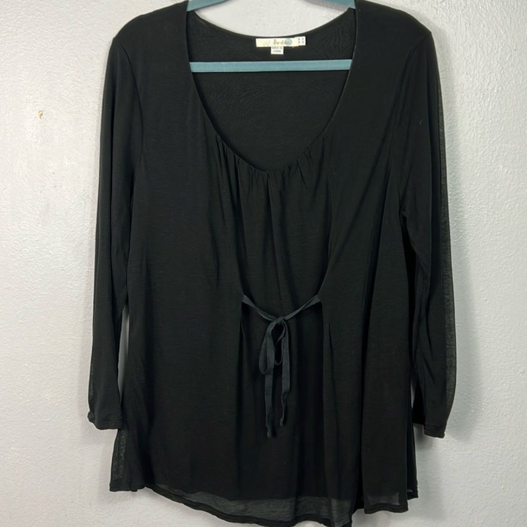 Boden Black Double Layer Tie Front 3/4 Sleeve Tunic Top 14
