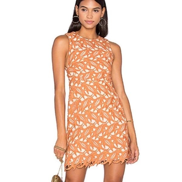 Revolve Keepsake The Label Dress Womens SZ M The Moment Peach Lace Cottagecore