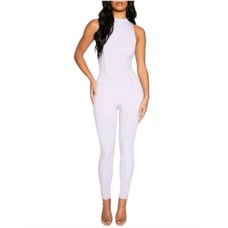 NWOT Naked Wardrobe Sleeveless Ribbed Jumpsuit Purple Lavender Size Large
