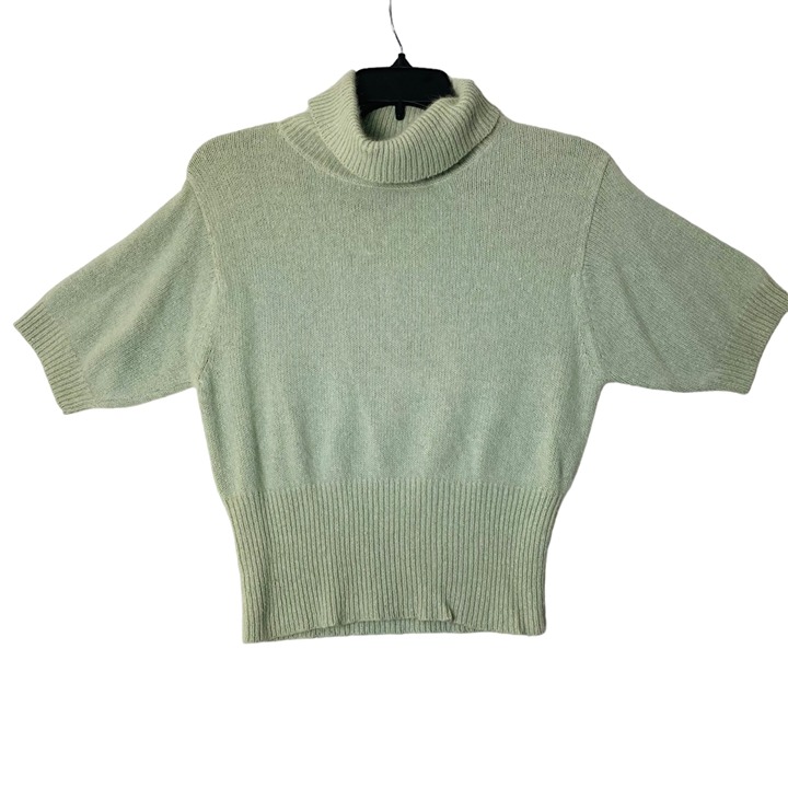 Vintage TAKEOUT New York Women Size Large Green Silk Angora Blend Sweater