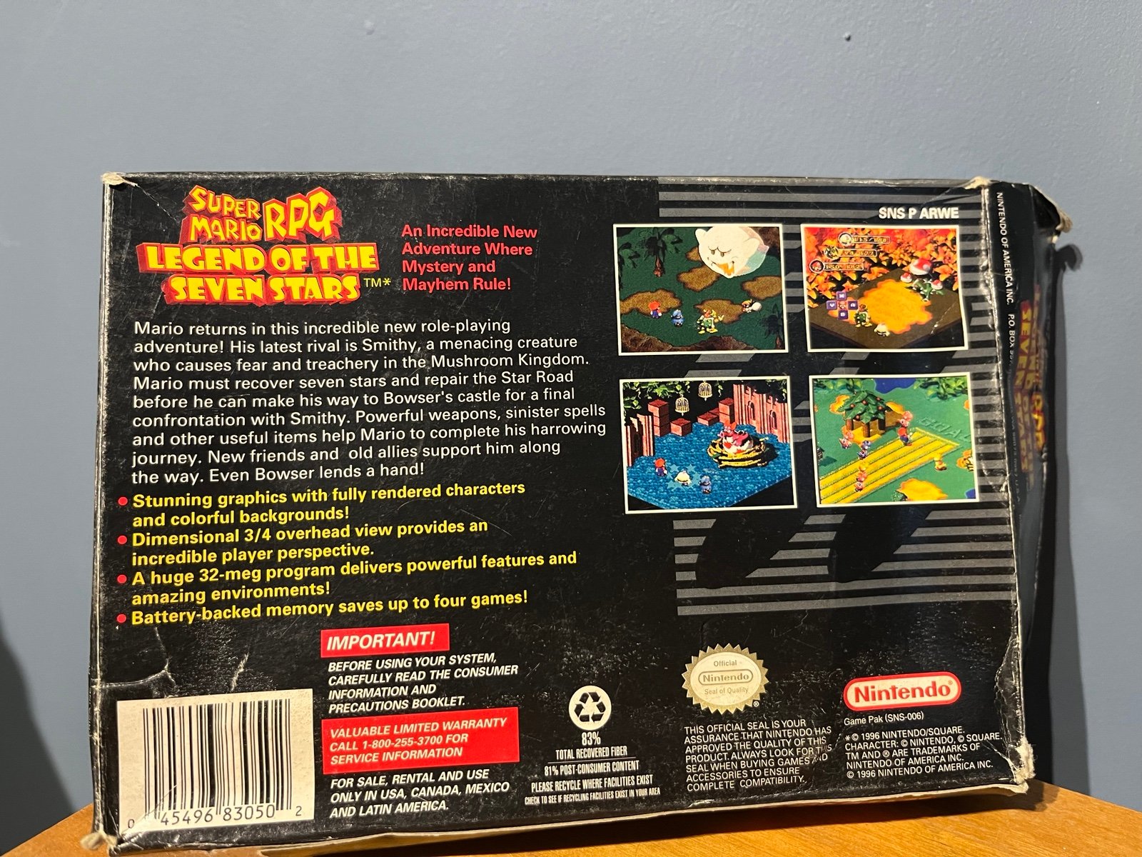 Super Mario RPG SNES Super Nintendo Complete In Box All Inserts Good condition - detail