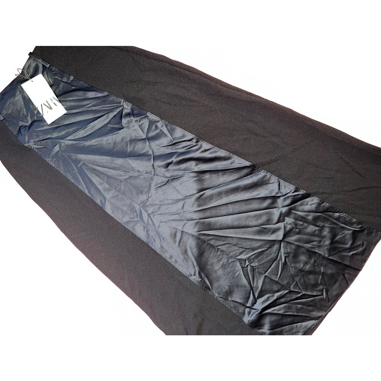 NWT Zara S Long SKIRT BLACK satin Stretchy Fabric
