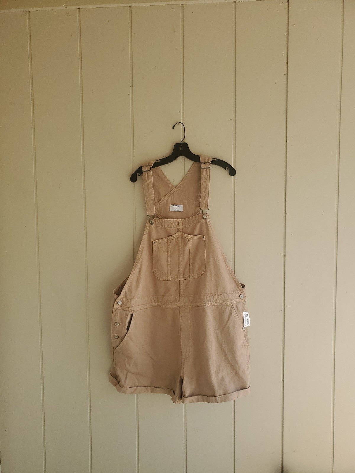 NWT Old Navy Short Overalls / Size XXL / Light Brown Pockets Adjustable CUFFED