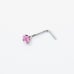 Solid 14kt white gold nose peircing with beautiful CZ heart 20gauge New