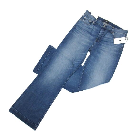 NWT 7 For All Mankind Dojo in Authentic Light Tailorless Flare Stretch Jeans 33
