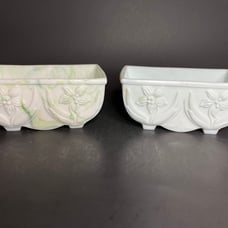 Vintage Akro Agate Marbleized Rectangle Lily Planters