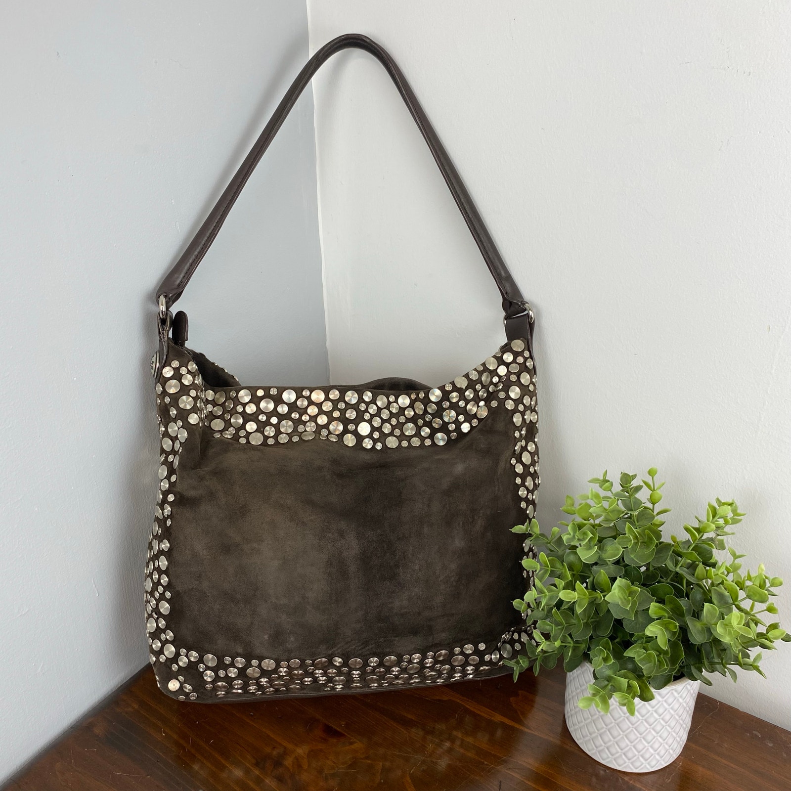 Tory Burch Brown Suede Leather Hobo Slouchy Shoulder Bag