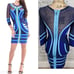 House of CB bodycon dress Sz XS bandage colorblock blue long sleeve party A37