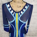 House of CB bodycon dress Sz XS bandage colorblock blue long sleeve party A37