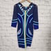 House of CB bodycon dress Sz XS bandage colorblock blue long sleeve party A37