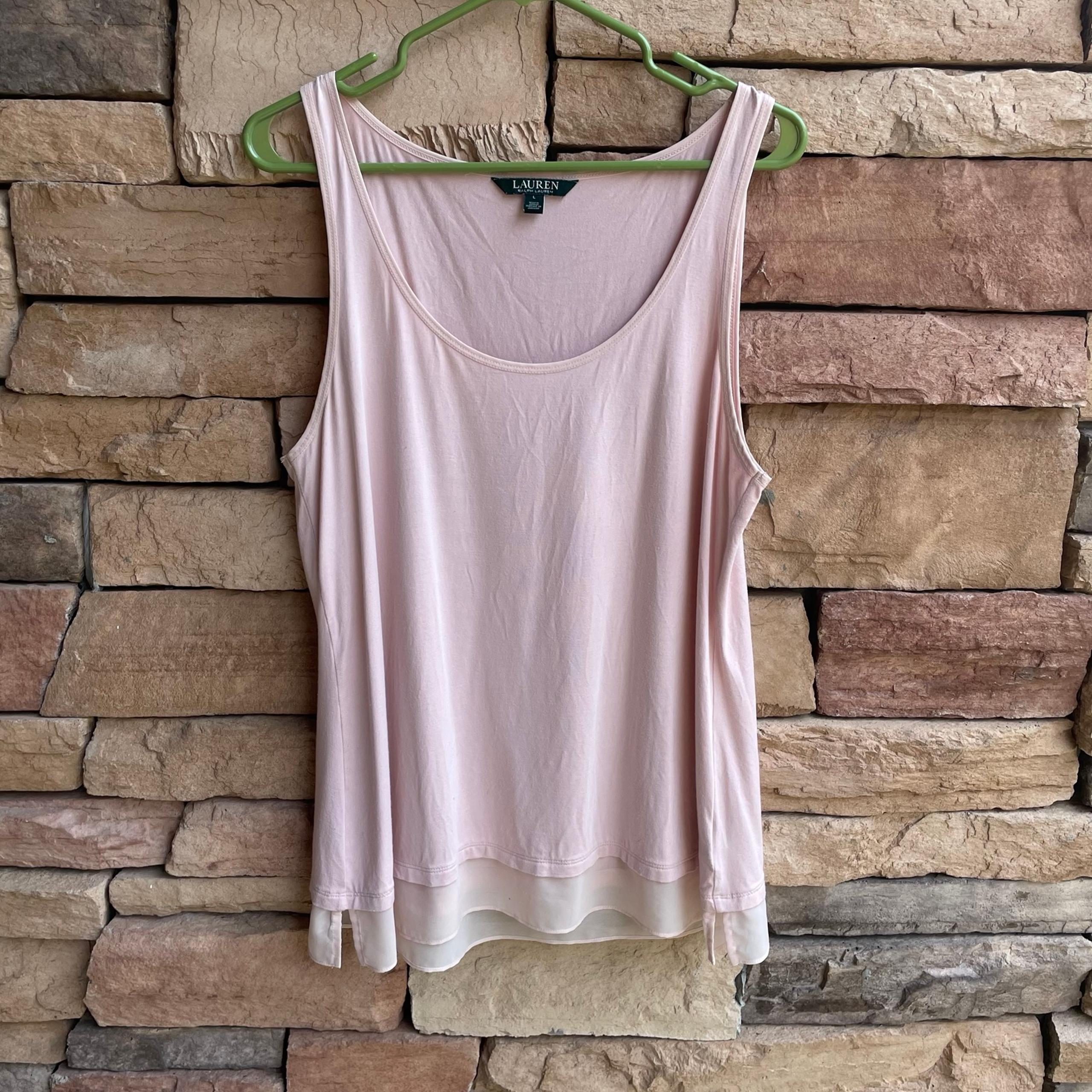 Ralph Lauren pale rose pink tank top Women Large EUC