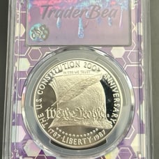 Trader Bea Custom Core 1987 S PCGS PR70DCAM Contitution SILVER