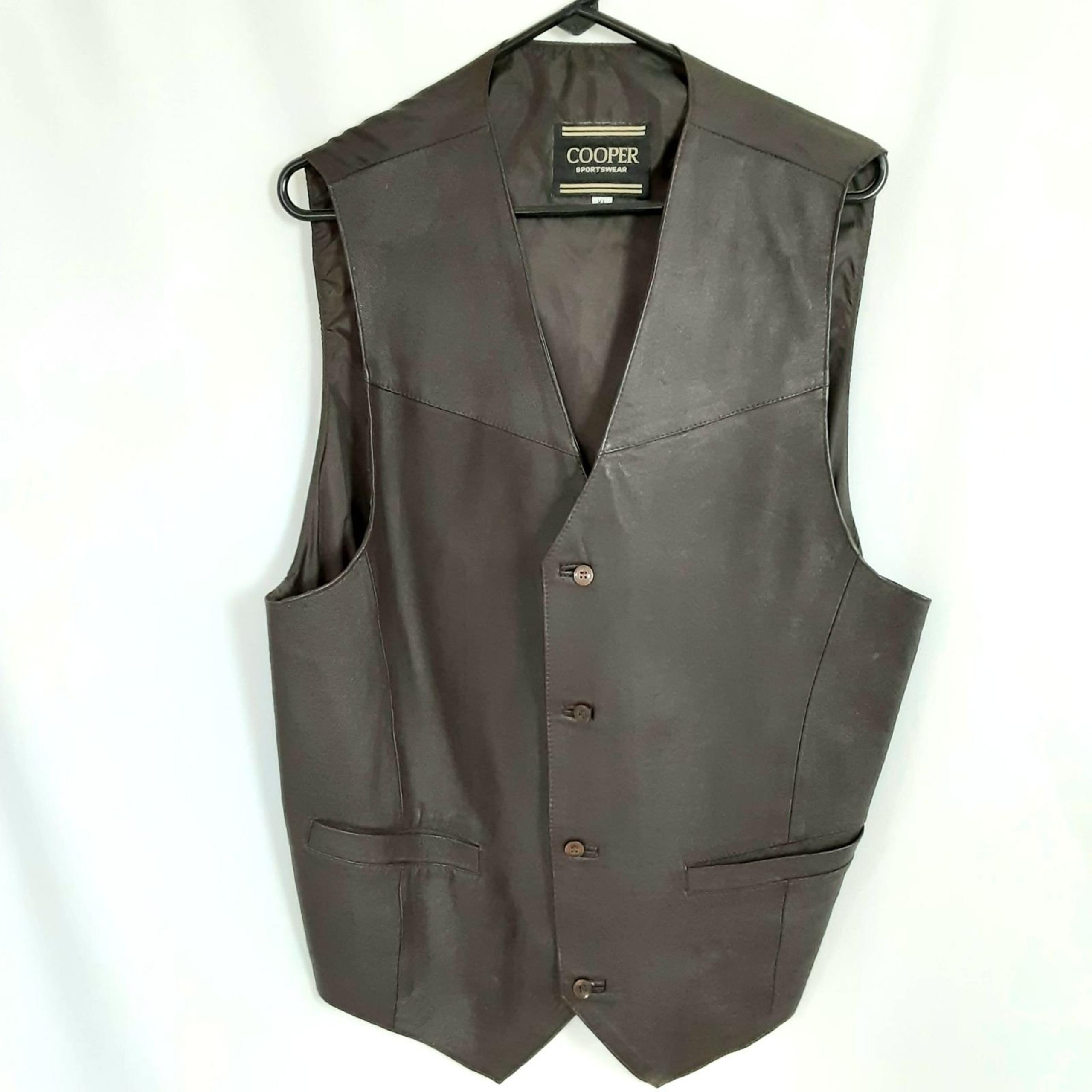 Leather Vest/ vintage/XL brown pebbled leather/Grandpacore normcor biker grunge