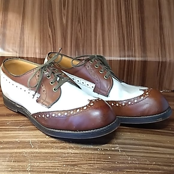 Vintage 1920s style zoot 10D white brown dress shoes punk grandpacore