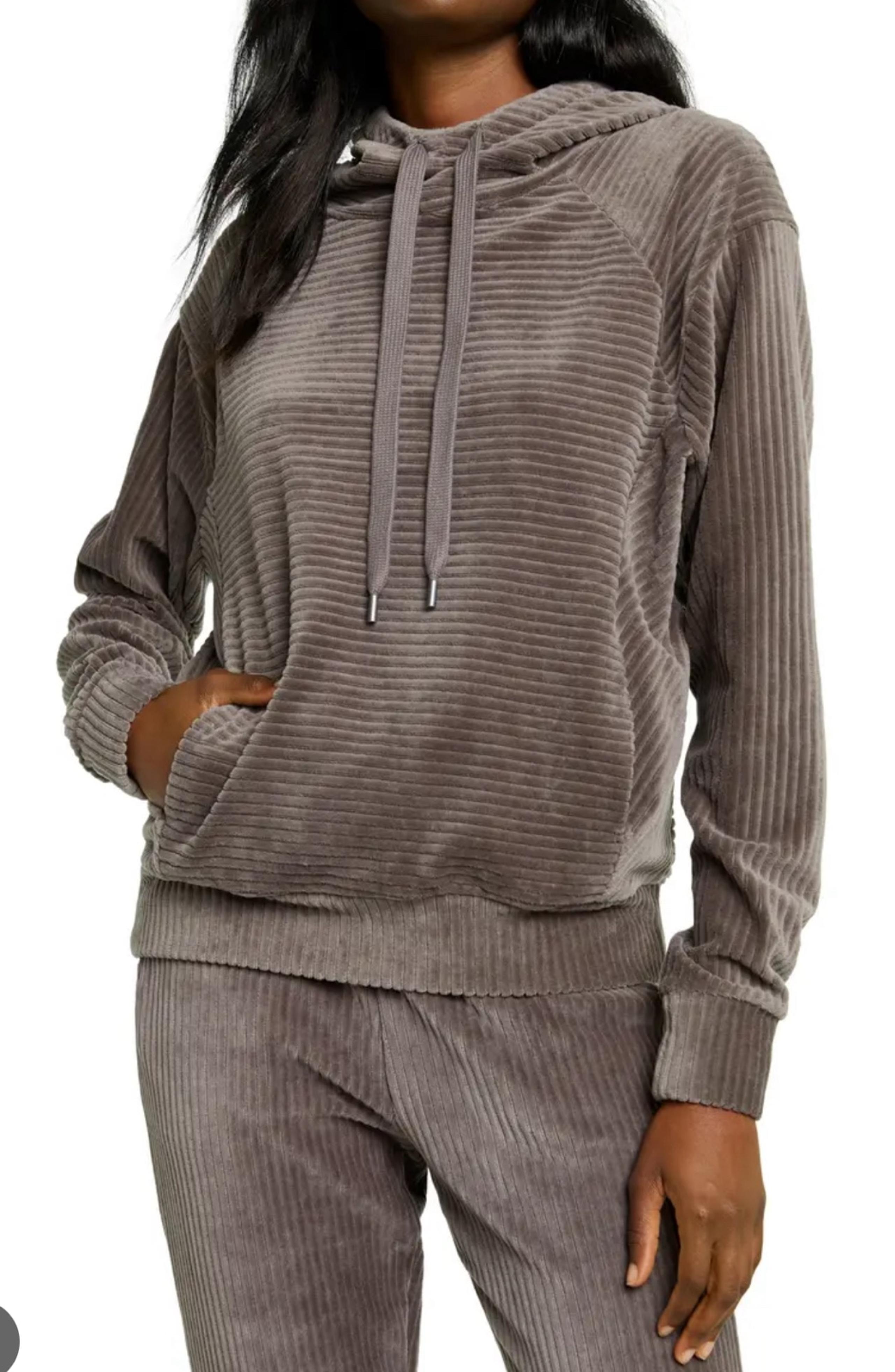EUC- Zella Plush Corduroy Hoodie