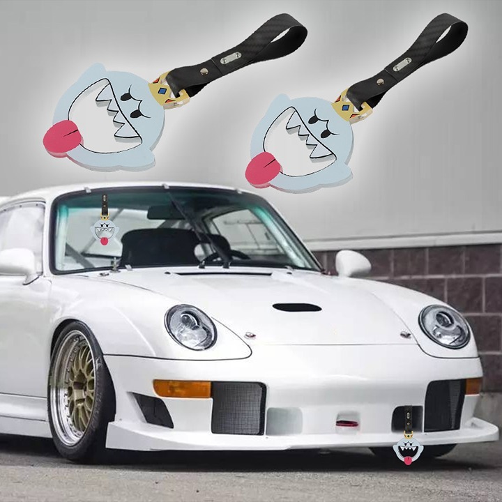 New 2PCS Anime KING BOO JDM TSURIKAWA Ring Subway Train Bus Handle Carbon Strap
