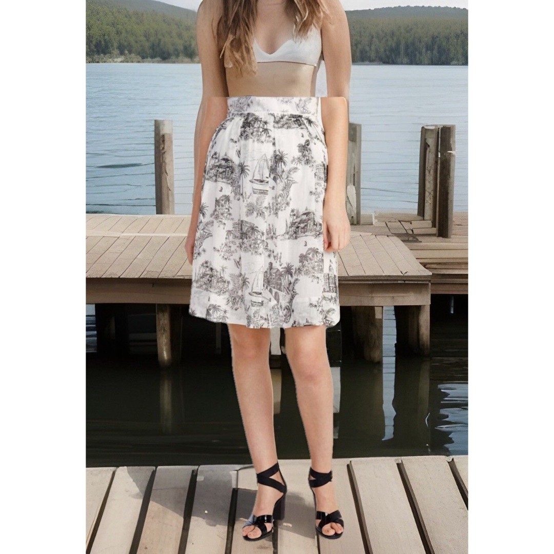 Chic Tommy Bahama Marceau Toile Skirt Beach Hawaii Vacation Boho Women’s Sz SP