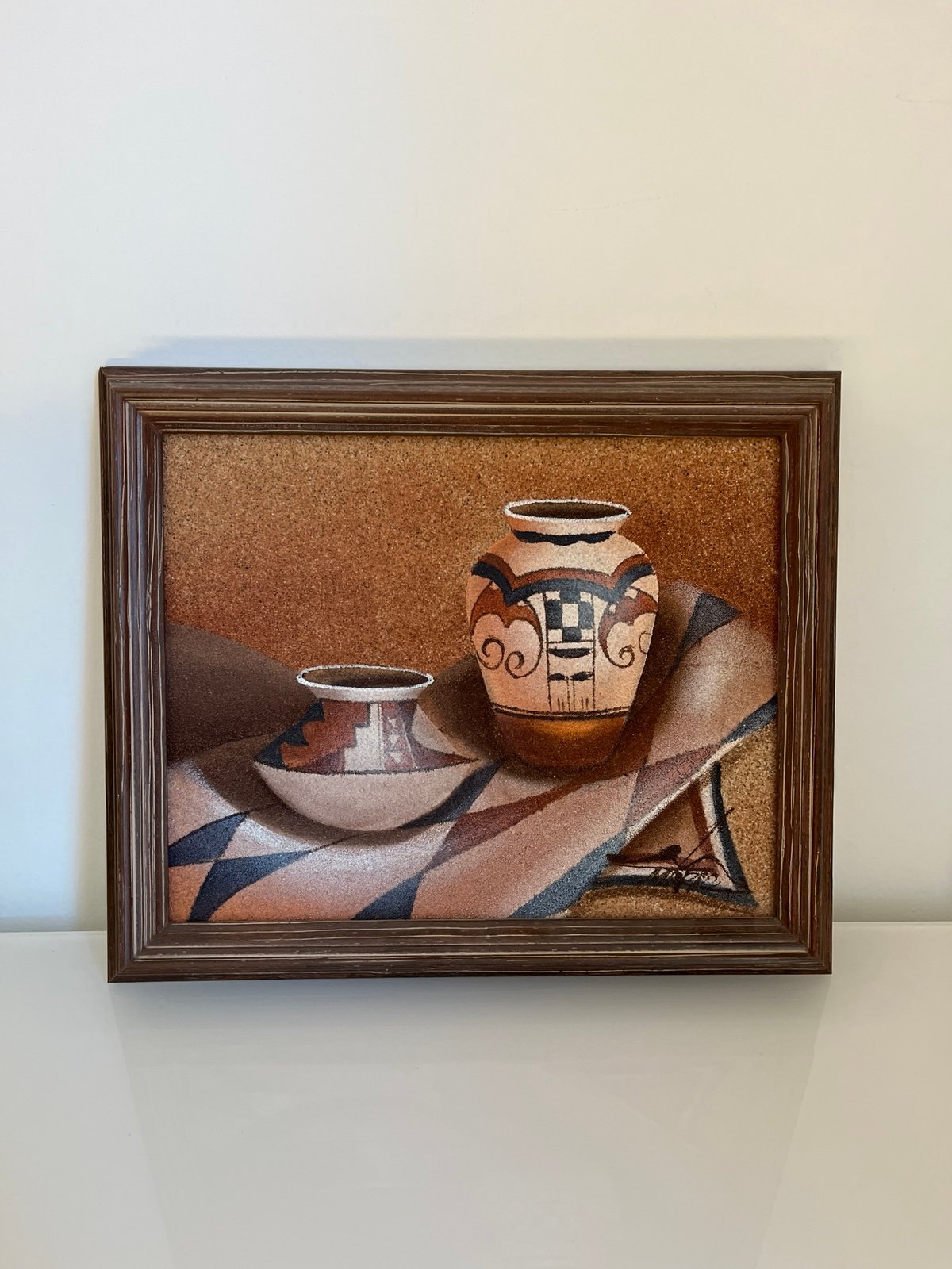 Original And Signed Myung Mario Jung Southwestern Sand Painting Artwork Art