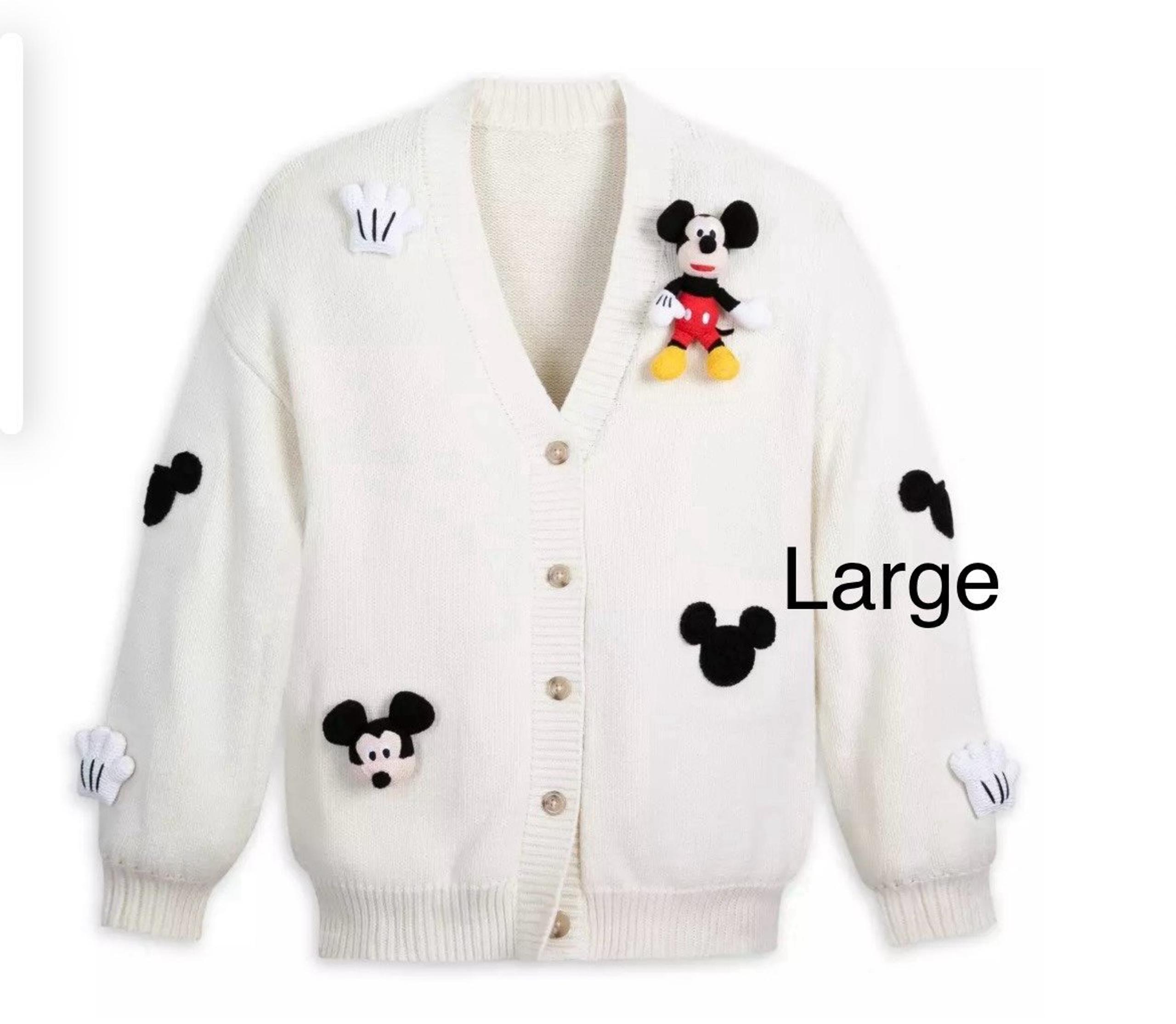 Disney Mickey Mouse Cardigan Sweater with Plush Appliqué for Women