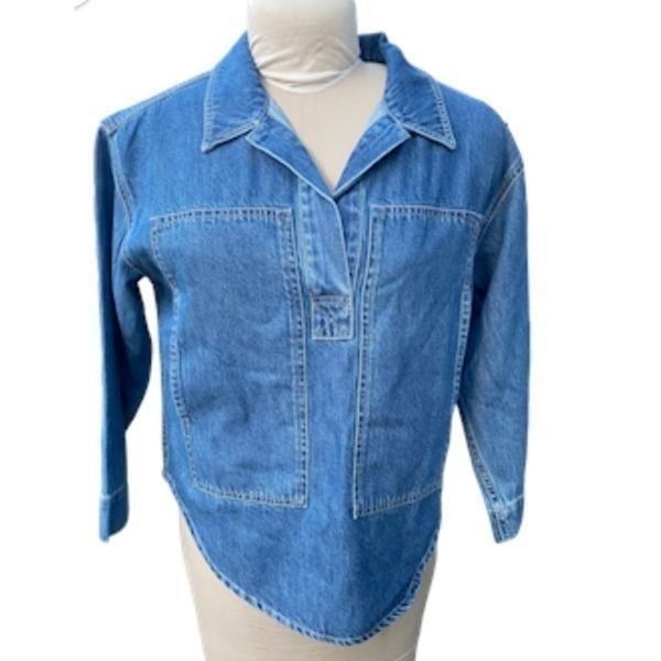 Madewell Do Well Denim Popover Top XXS NWT